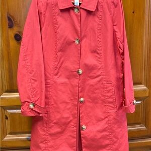 Old Navy Red Cotton Trench Coat 100% Cotton Size XL